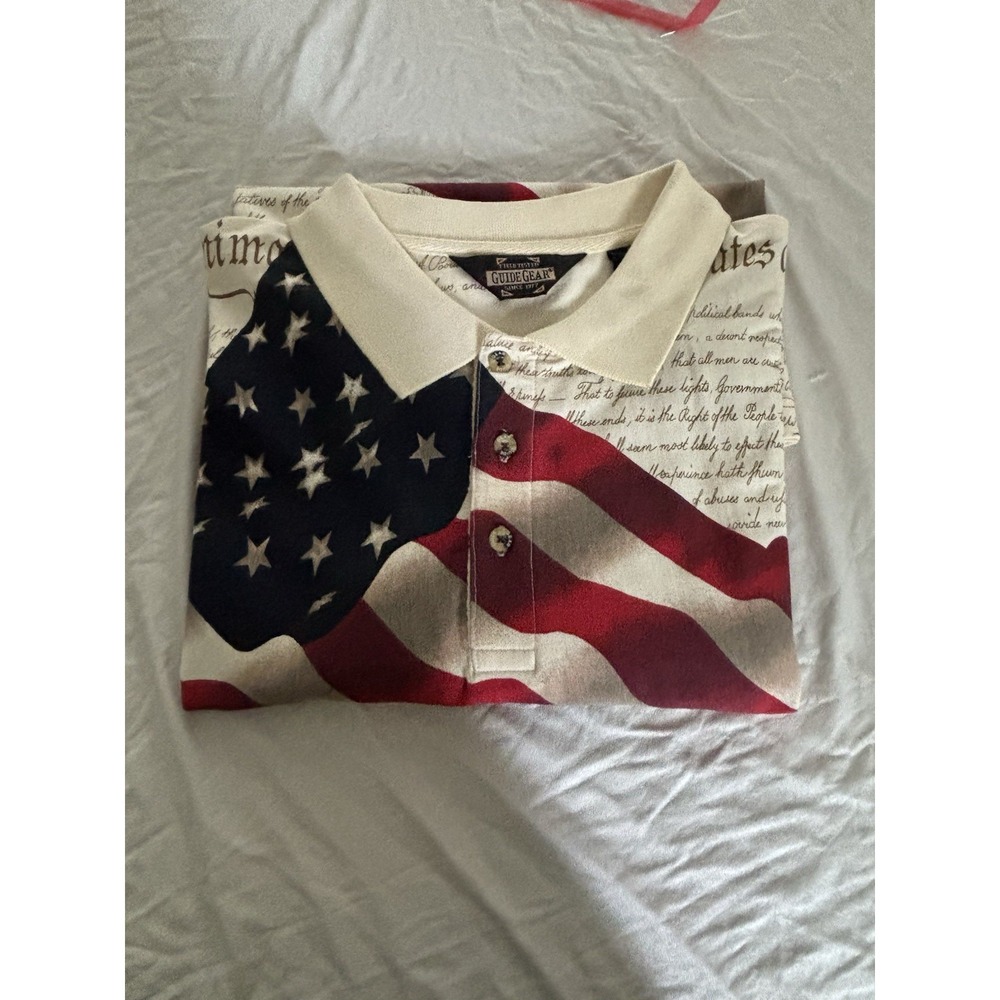 Y2K Guide Gear Declaration Of Independence USA Polo Shirt XL 250 Years July 4th
